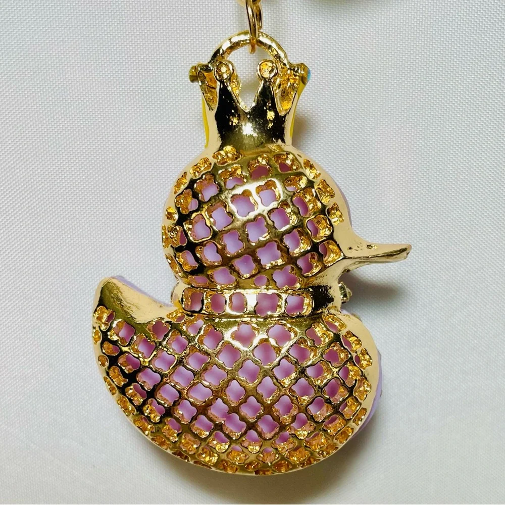 Bag Charm or Key Charm Duck with Rhinestones and Gem Accents, NWT